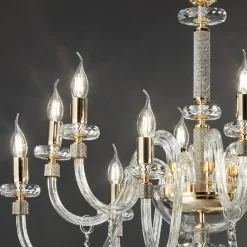 Viadurini Lighting Klassische Kronleuchter-Klassischer Kronleuchter 12 Lichter aus italienischem handgefertigtem Glas - Similo