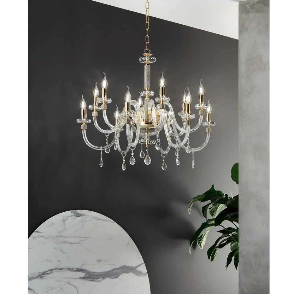 Viadurini Lighting Klassische Kronleuchter-Klassischer Kronleuchter 12 Lichter aus italienischem handgefertigtem Glas - Similo