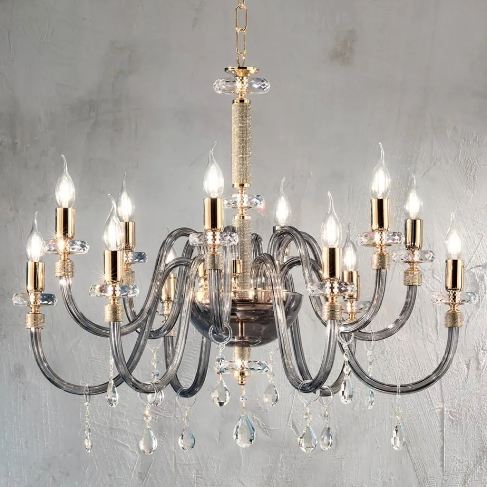 Viadurini Lighting Klassische Kronleuchter-Klassischer Kronleuchter 12 Lichter aus italienischem handgefertigtem Glas - Similo