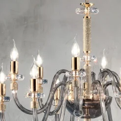 Viadurini Lighting Klassische Kronleuchter-Klassischer Kronleuchter 12 Lichter aus italienischem handgefertigtem Glas - Similo