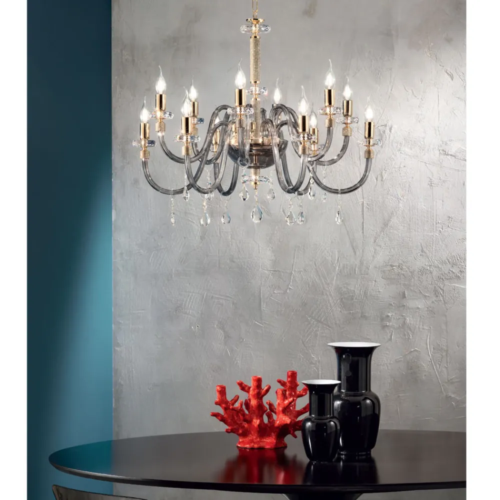 Viadurini Lighting Klassische Kronleuchter-Klassischer Kronleuchter 12 Lichter aus italienischem handgefertigtem Glas - Similo