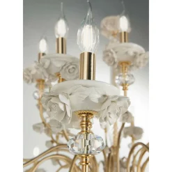 Viadurini Lighting Klassische Kronleuchter-Klassischer Kronleuchter mit 24 Lichtern aus Porzellan und luxuriösem mundgeblasenem Glas - Eteria