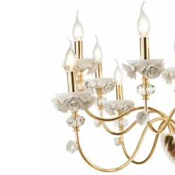 Viadurini Lighting Klassische Kronleuchter-Klassischer Kronleuchter mit 24 Lichtern aus Porzellan und luxuriösem mundgeblasenem Glas - Eteria