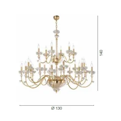 Viadurini Lighting Klassische Kronleuchter-Klassischer Kronleuchter mit 24 Lichtern aus Porzellan und luxuriösem mundgeblasenem Glas - Eteria