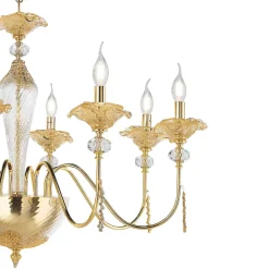 Viadurini Lighting Klassische Kronleuchter-Klassischer Kronleuchter mit 8 Lichtern aus Glas, Kristall und Luxusmetall - Flandern