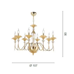Viadurini Lighting Klassische Kronleuchter-Klassischer Kronleuchter mit 8 Lichtern aus Glas, Kristall und Luxusmetall - Flandern