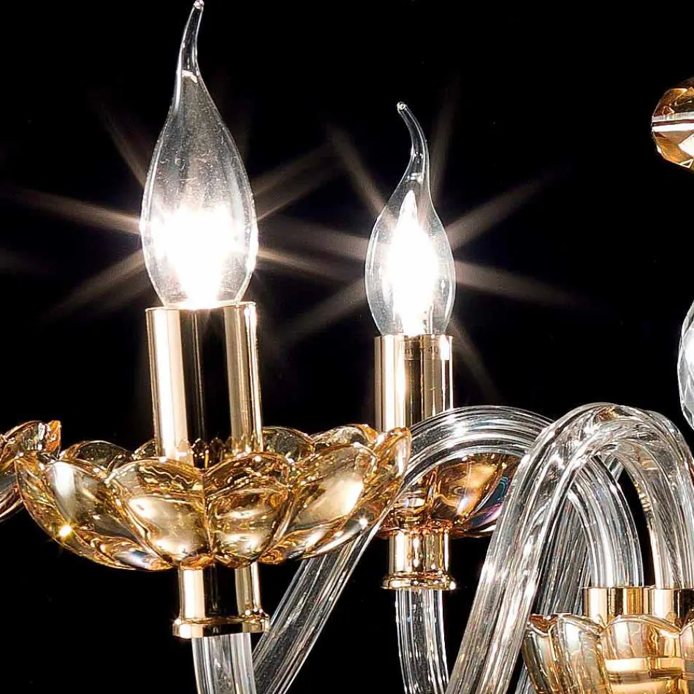 Viadurini Lighting Klassische Kronleuchter-Klassischer Kronleuchter aus 6 Leuchten in Belle Glas und Kristall