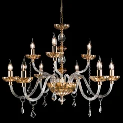 Viadurini Lighting Klassische Kronleuchter-Klassischer Kronleuchter aus 9 Leuchten in Belle Glas und Kristall