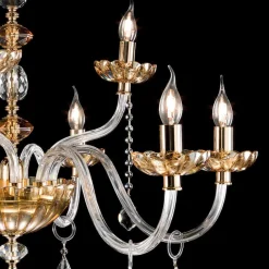 Viadurini Lighting Klassische Kronleuchter-Klassischer Kronleuchter aus 9 Leuchten in Belle Glas und Kristall