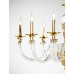 Viadurini Lighting Klassische Kronleuchter-Klassischer Kronleuchter mit 8 Lichtern aus handwerklichem Glas und Kristallen - Magrena