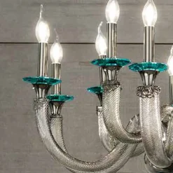 Viadurini Lighting Klassische Kronleuchter-Klassischer Kronleuchter mit 8 Lichtern aus handwerklichem Glas und Kristallen - Magrena