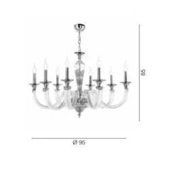 Viadurini Lighting Klassische Kronleuchter-Klassischer Kronleuchter mit 8 Lichtern aus handwerklichem Glas und Kristallen - Magrena