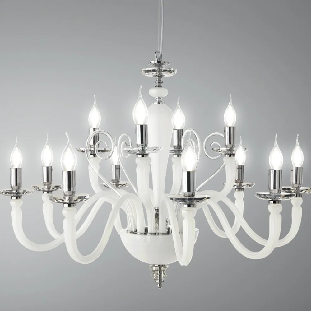 Viadurini Lighting Klassische Kronleuchter-Klassischer Kronleuchter mit 12 Lichtern aus handgefertigtem Glas und Kristall - Mariangela