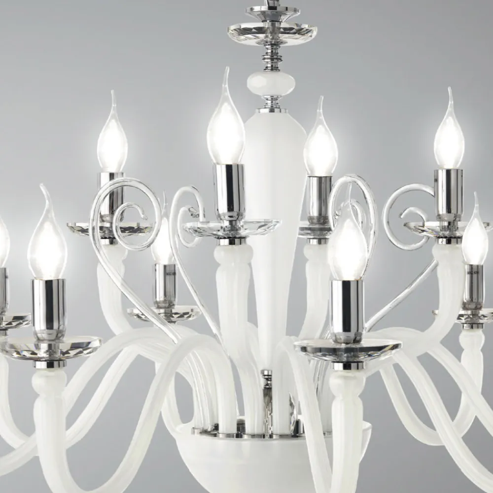 Viadurini Lighting Klassische Kronleuchter-Klassischer Kronleuchter mit 12 Lichtern aus handgefertigtem Glas und Kristall - Mariangela