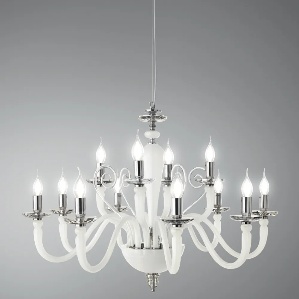 Viadurini Lighting Klassische Kronleuchter-Klassischer Kronleuchter mit 12 Lichtern aus handgefertigtem Glas und Kristall - Mariangela
