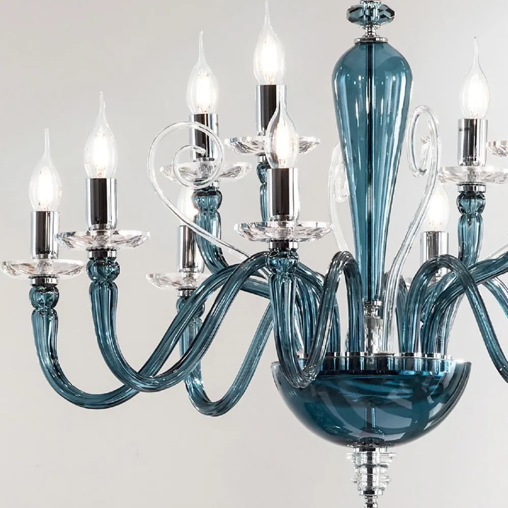 Viadurini Lighting Klassische Kronleuchter-Klassischer Kronleuchter mit 12 Lichtern aus handgefertigtem Glas und Kristall - Mariangela