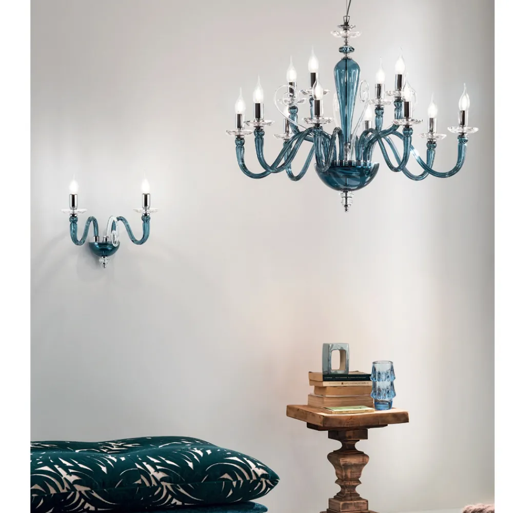 Viadurini Lighting Klassische Kronleuchter-Klassischer Kronleuchter mit 12 Lichtern aus handgefertigtem Glas und Kristall - Mariangela