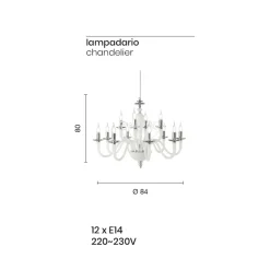 Viadurini Lighting Klassische Kronleuchter-Klassischer Kronleuchter mit 12 Lichtern aus handgefertigtem Glas und Kristall - Mariangela