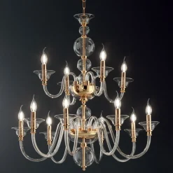 Viadurini Lighting Klassische Kronleuchter-Klassischer Kronleuchter 12 Lichter aus italienischem handgefertigtem Glas und Metall - Memore