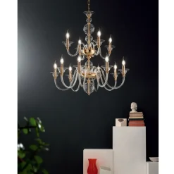 Viadurini Lighting Klassische Kronleuchter-Klassischer Kronleuchter 12 Lichter aus italienischem handgefertigtem Glas und Metall - Memore