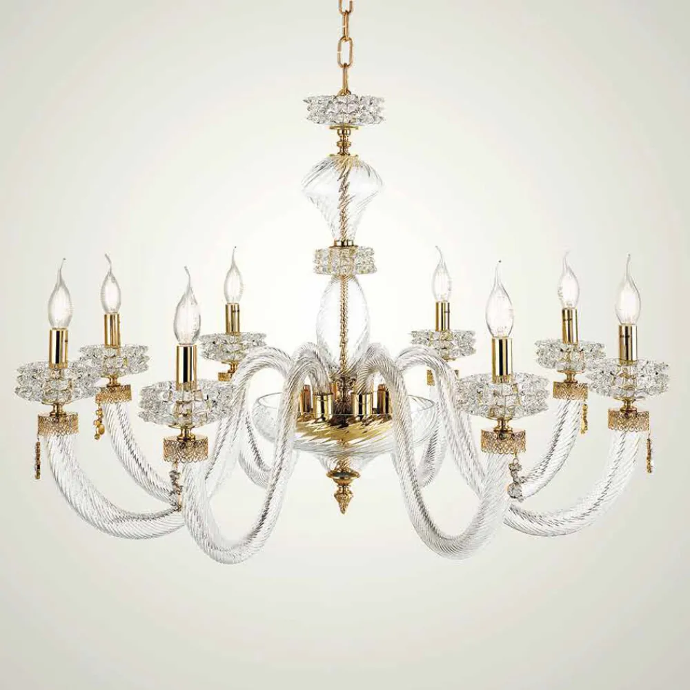 Viadurini Lighting Klassische Kronleuchter-Klassischer Kronleuchter 8 Lichter aus italienischem, handgefertigtem Luxusglas - Saline
