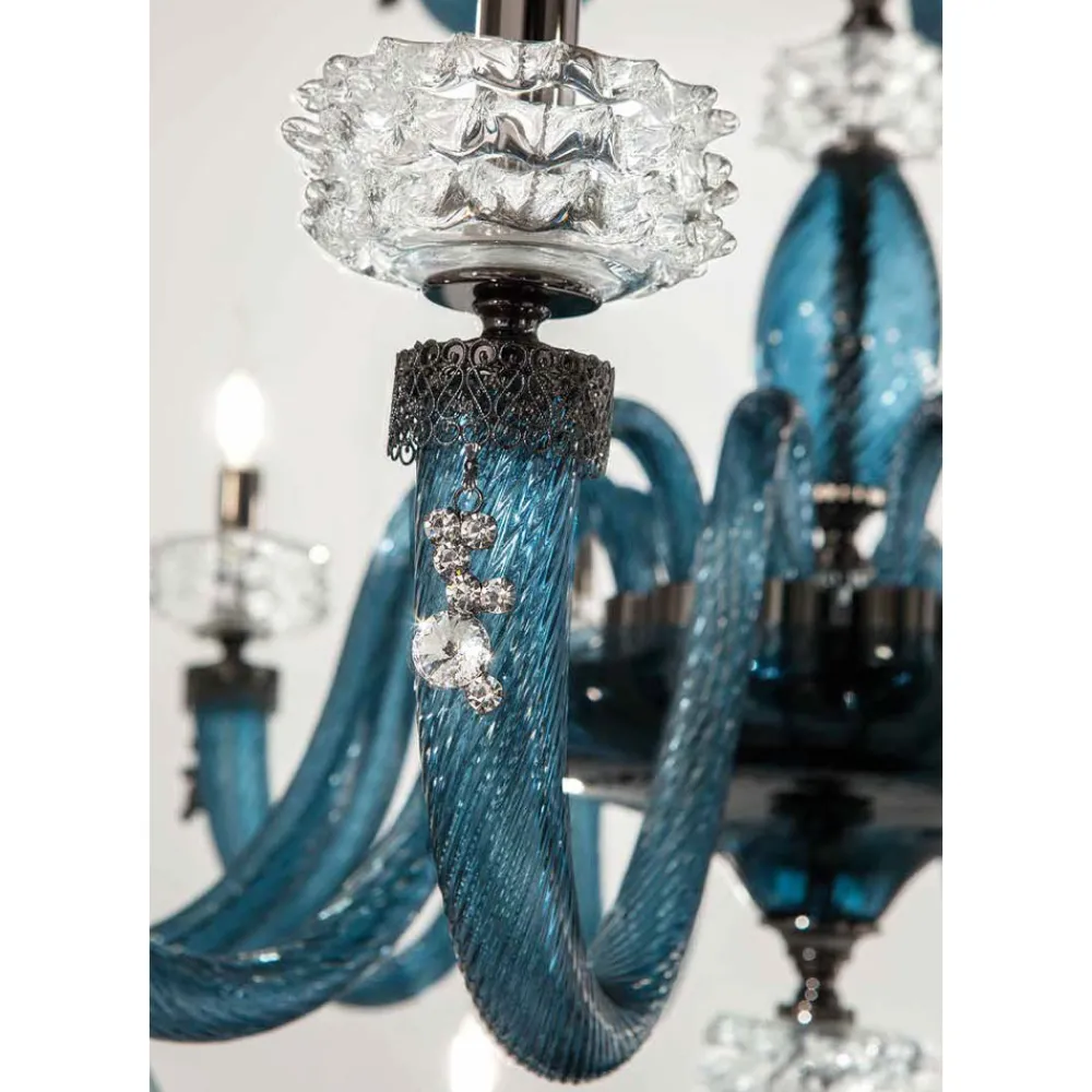 Viadurini Lighting Klassische Kronleuchter-Klassischer Kronleuchter 8 Lichter aus italienischem, handgefertigtem Luxusglas - Saline