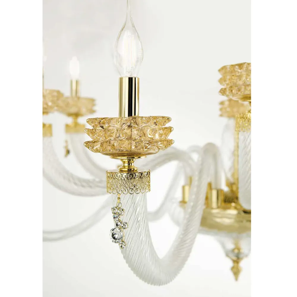 Viadurini Lighting Klassische Kronleuchter-Klassischer Kronleuchter 8 Lichter aus italienischem, handgefertigtem Luxusglas - Saline