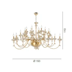 Viadurini Lighting Klassische Kronleuchter-Klassischer Kronleuchter mit 30 Lichtern aus Porzellan und luxuriösem mundgeblasenem Glas - Eteria