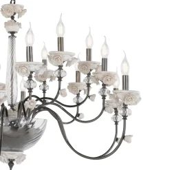 Viadurini Lighting Klassische Kronleuchter-Klassischer Kronleuchter mit 18 Lichtern aus Porzellan und luxuriösem mundgeblasenem Glas - Eteria