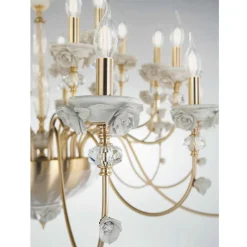 Viadurini Lighting Klassische Kronleuchter-Klassischer Kronleuchter mit 18 Lichtern aus Porzellan und luxuriösem mundgeblasenem Glas - Eteria