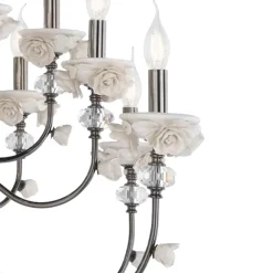 Viadurini Lighting Klassische Kronleuchter-Klassischer Kronleuchter mit 18 Lichtern aus Porzellan und luxuriösem mundgeblasenem Glas - Eteria