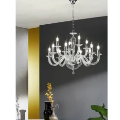 Viadurini Lighting Klassische Kronleuchter-Klassischer Kronleuchter mit 12 Lichtern aus transparentem Glas Made in Italy - Rapallo