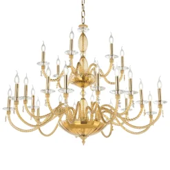 Viadurini Lighting Klassische Kronleuchter-Klassischer Kronleuchter mit 24 Lichtern aus mundgeblasenem Glas und Handdetails - Phaedra