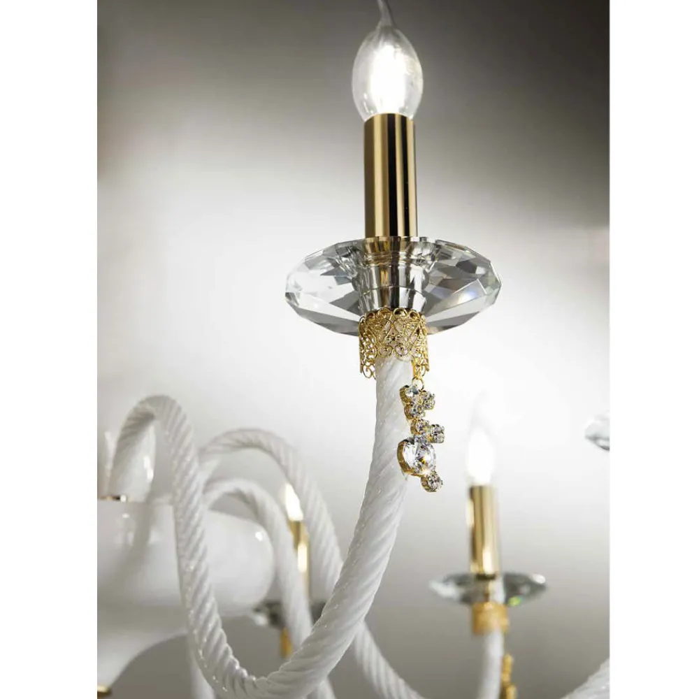 Viadurini Lighting Klassische Kronleuchter-Klassischer Kronleuchter mit 12 Lichtern aus mundgeblasenem Glas und Handdetails - Phaedra