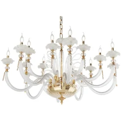 Viadurini Lighting Klassische Kronleuchter-Klassischer Kronleuchter 16 Lichter Geblasenes Glas Blumendetails - Bluminda