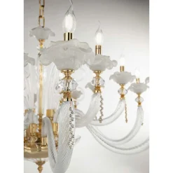 Viadurini Lighting Klassische Kronleuchter-Klassischer Kronleuchter 16 Lichter Geblasenes Glas Blumendetails - Bluminda