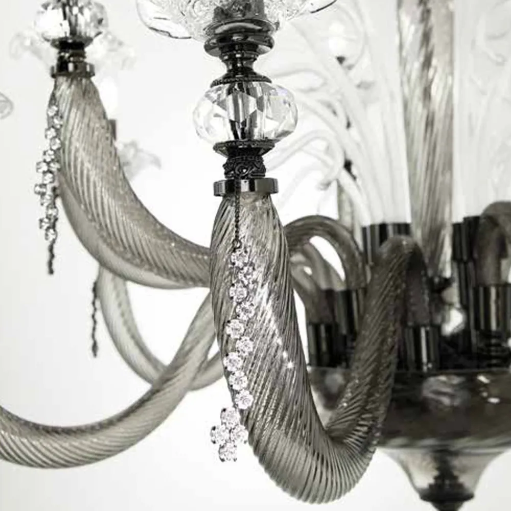 Viadurini Lighting Klassische Kronleuchter-Klassischer Kronleuchter 16 Lichter Geblasenes Glas Blumendetails - Bluminda