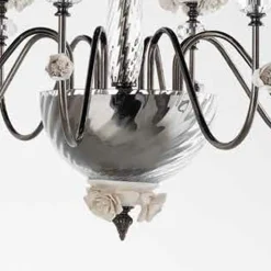 Viadurini Lighting Klassische Kronleuchter-Klassischer Kronleuchter mit 8 Lichtern aus Porzellan und luxuriösem mundgeblasenem Glas - Eteria