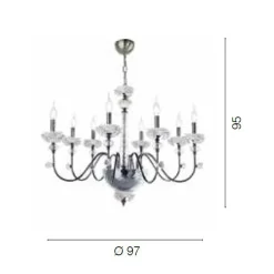 Viadurini Lighting Klassische Kronleuchter-Klassischer Kronleuchter mit 8 Lichtern aus Porzellan und luxuriösem mundgeblasenem Glas - Eteria