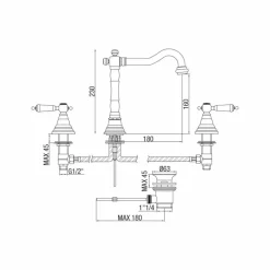 Viadurini Taps Waschbeckenarmaturen-Klassischer 3-Loch Messing Waschtischmischer Made in Italy - Shelly