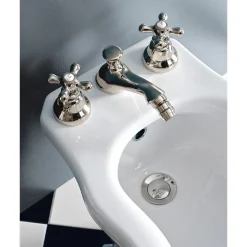 Viadurini Taps Bidetarmaturen-Klassischer 3-Loch-Bidethahn mit Messingablauf Made in Italy - Ercolina