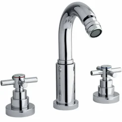 Viadurini Taps Bidetarmaturen-Klassischer 3-Loch-Mischer aus verchromtem Messing Made in Italy - Zumbo