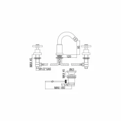 Viadurini Taps Bidetarmaturen-Klassischer 3-Loch-Mischer aus verchromtem Messing Made in Italy - Zumbo