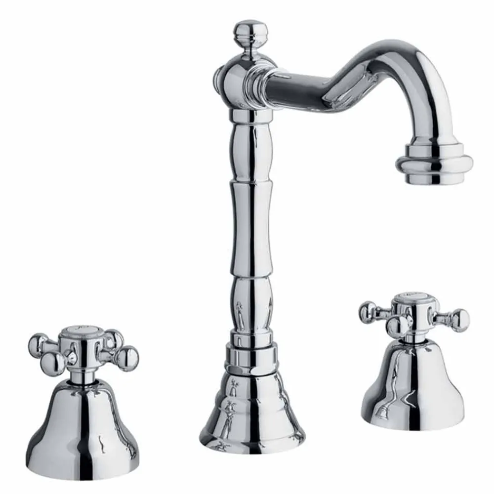 Viadurini Taps Waschbeckenarmaturen-Klassischer 3-Loch-Mischer für Waschbecken aus Messing Made in Italy - Lisca