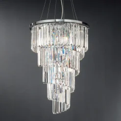 Viadurini Lighting Klassische Kronleuchter-Klassischer Luxus-Kronleuchter aus verchromtem Metall und geschliffenem Kristall - Lambert