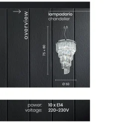 Viadurini Lighting Klassische Kronleuchter-Klassischer Luxus-Kronleuchter aus verchromtem Metall und geschliffenem Kristall - Lambert