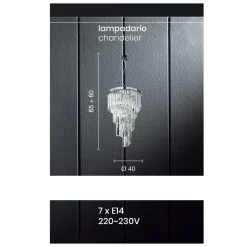 Viadurini Lighting Klassische Kronleuchter-Klassischer Luxus-Kronleuchter aus verchromtem Metall und geschliffenem Kristall - Lambert