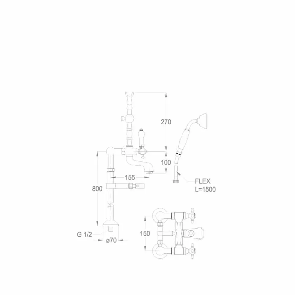 Viadurini Taps Badewannearmaturen-Klassischer Messing-Badewannenmischer Made in Italy - Eripio