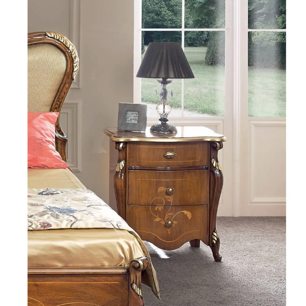 Viadurini Classic Nachttische-Klassischer Nachttisch 3 luxuriöse Schubladen Walnussholz Made in Italy - Cambrige