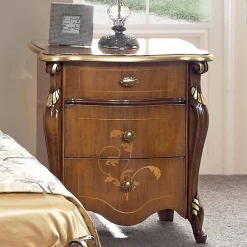 Viadurini Classic Nachttische-Klassischer Nachttisch 3 luxuriöse Schubladen Walnussholz Made in Italy - Cambrige